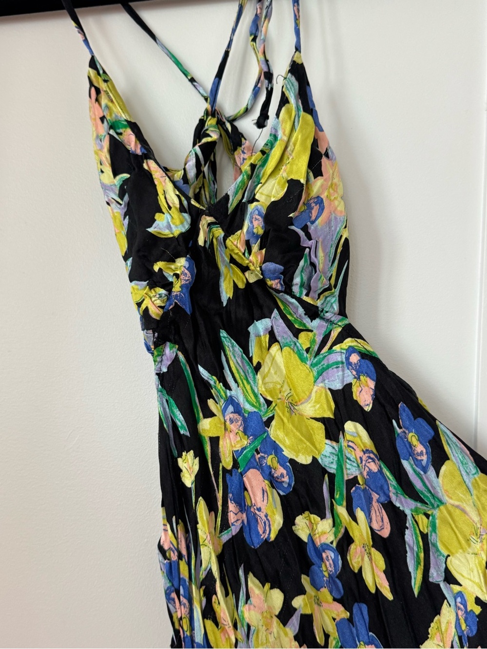 Topshop Black Floral Dress with Yellow and Blue Blooms